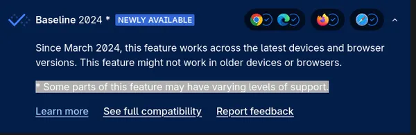MDN page for text-wrap property with Baseline callout expanded.
