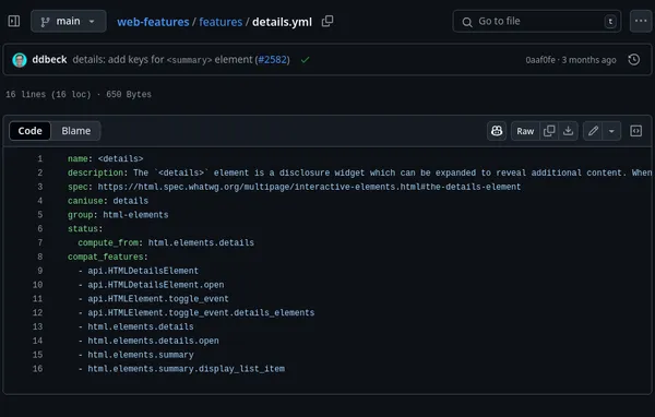 details.yml file on web features github repo