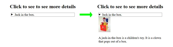 clicking on details element to reveal content