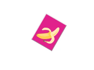 a screenshot of a pink button with a yellow banana