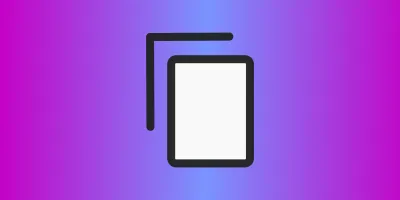 A copy to clipboard icon is set against a light purple background. The icon is a white rectangle with a second cropped rectangle behind it in an offset position.