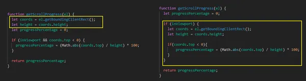 optimize code by moving getBoundingClientRect