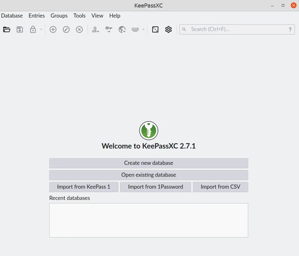default view of KeePassXC