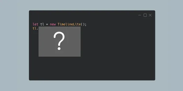 A terminal window has some JavaScript code. The last line has a variable name following by a dot with an overlay next to it with a question mark.