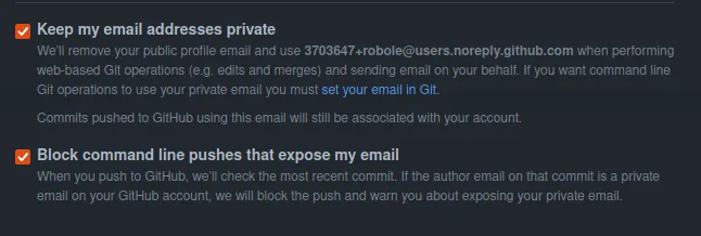 email settings github