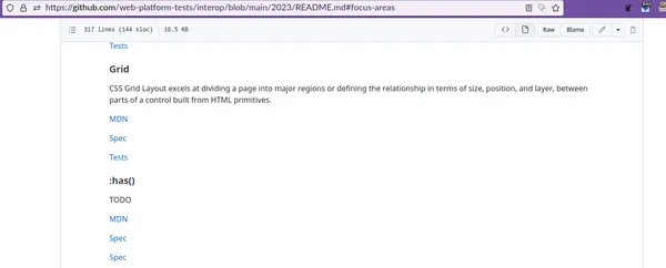 excerpt of the focus area from interop readme showing grid and has selector item with light descriptions