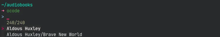 running ocode command in audiobooks folder