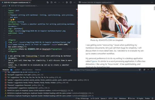 vscode markdown editing