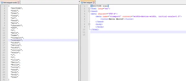 word count for html code snippet