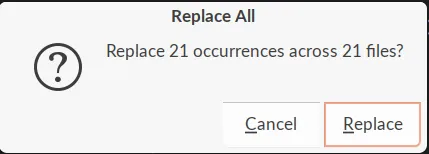 confirmation dialog for replacement action