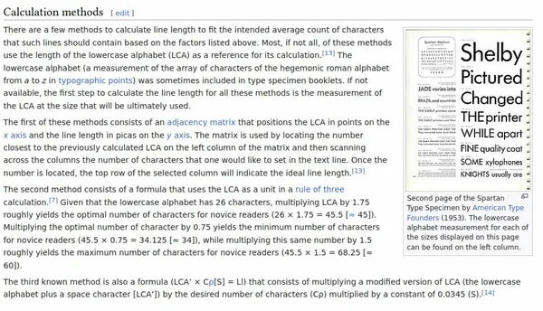 screenshot of wikipedia page for 'line height' to demonstrate the new design