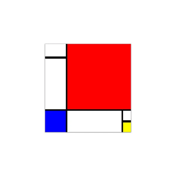 Composition II in Red, Blue, and Yellow is a painting that is a series of colorful squares in a grid with black borders between the squares
