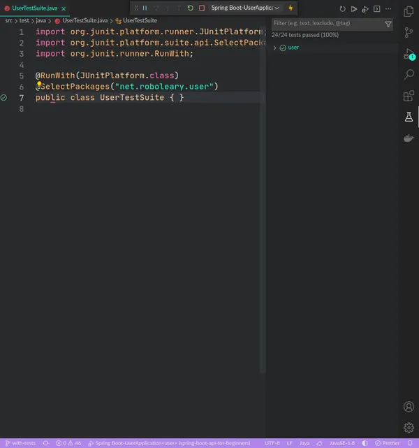 running tests for spring boot app