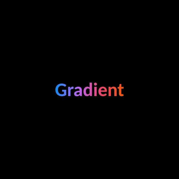 The word gradient has a blue-purple-pink-orange gradient as its fill.