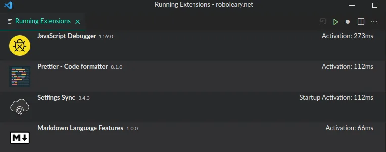 view of running extensions