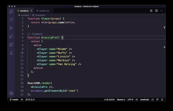 dracula theme example