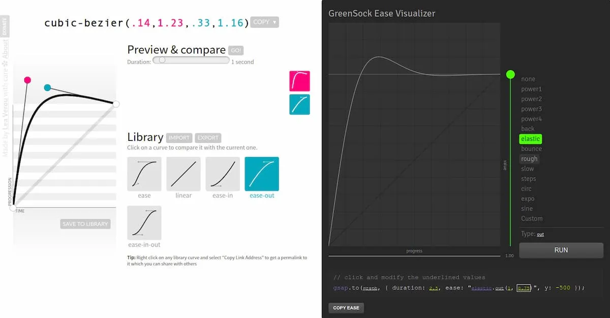 create values for the cubic-bezier easing function on cubic-bezier.com