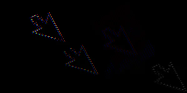 A series of large cursors are set against a black background. They pointing downwards and are fading towards the bottom-right of the image.