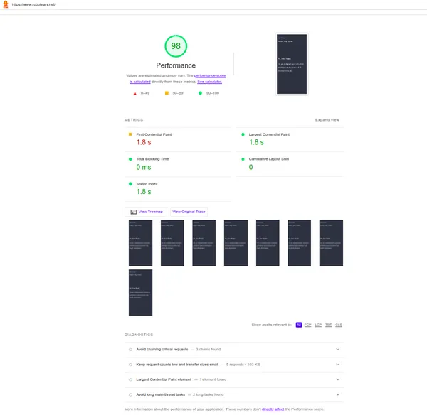 lighthouse scores for roboleary.net