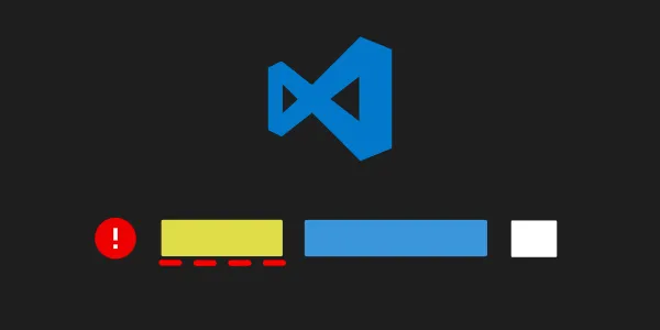 A line of code is overlaid with 3 coloured blocks. The first block is yellow and has a red underline. The VS code logo is above the code.