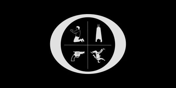 The ozark title card has an iconic design. Inside the letter,it is divided into quadrats, each containing a symbol that represents the remaining 4 letters of the title. The first symbol is a man handcuffed begging, the second is a strange A-shaped object, the third is a pistol, and the fourth is a dead person sprawled out like a starfish.