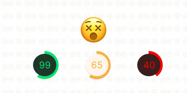 Three circular charts show different numbers. The number used  and colour encoding are confusing. Above them is an emoji face with the eyes that are like the letter X, and a wide open mouth. 
