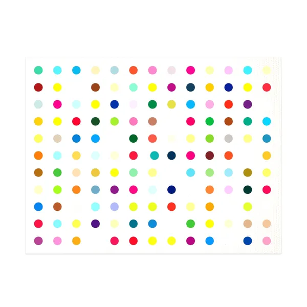 A series of coloured dots on a canvas.