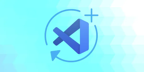 The VS Code logo has a plus symbol next to it with an arrow circling it.