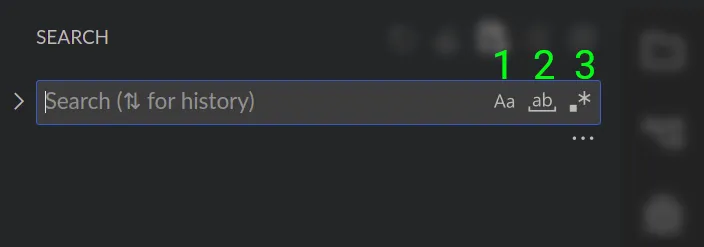 replace button in the search panel in sidebar in vs code
