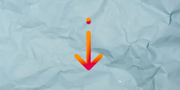 A crumbled up piece of paper is spread out. In the foreground an arrow pointing downwards has a orangeish-red gradient reminiscent of the CSS Tricks branding.
