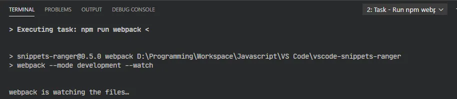 demonstration of task running on startup in integrated terminal