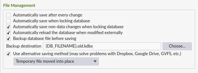 file management settings
