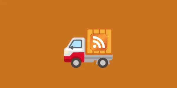 The RSS feed icon has a prohibited mark in front of it - a red circle with a diagonal line through it. It is set against an orange background similar to the colour of the RSS feed icon