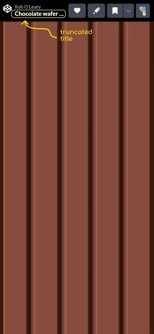 On codepen, the preview pages have a header that contains the title and many buttons. On mobile screens, the title is often too long and is truncated. In this case the title is: 'Chocolate wafer...'